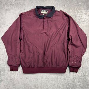 Vintage Zero Restriction Golf Windbreaker Houndstooth Jacket Burgundy Mens XL